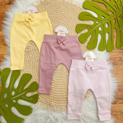 Kit 3 Calças - Lacinhos - Amarelo, Uva e Rosa